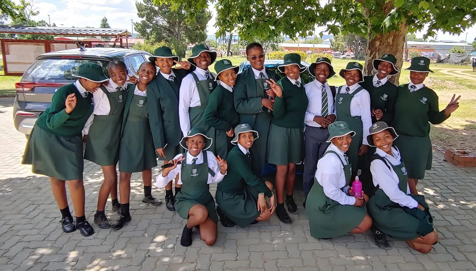 Educare Fund students gathered outside their school